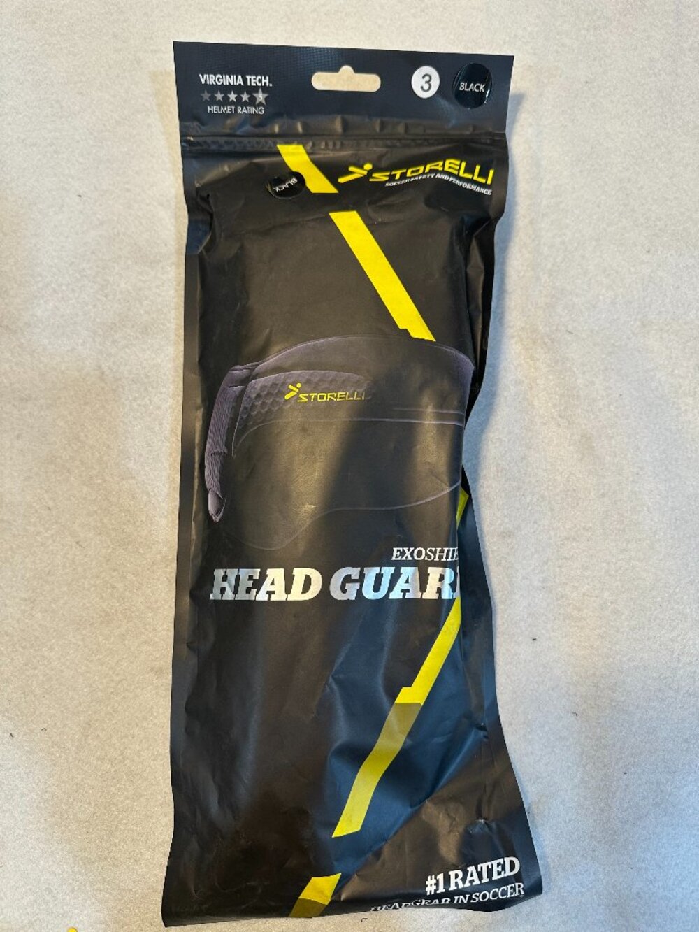 STORELLI EXOSHIELD HEAD GUARD BLACK 3 NIB
